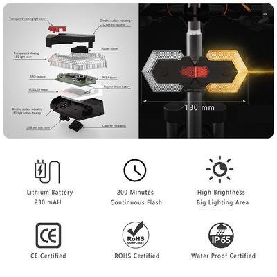 ওয়্যারলেস রিমোট কন্ট্রোল এলইডি দিকনির্দেশক সাইক্লিং সতর্কতা আলো যাত্রীদের জন্য