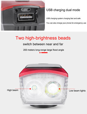 ব্লু সোলার এবং ইউএসবি চার্জিং বাইক লাইট এমটিবি রোড সাইক্লিংয়ের জন্য 2000 এমএএইচ ফ্রন্ট হেডলাইট