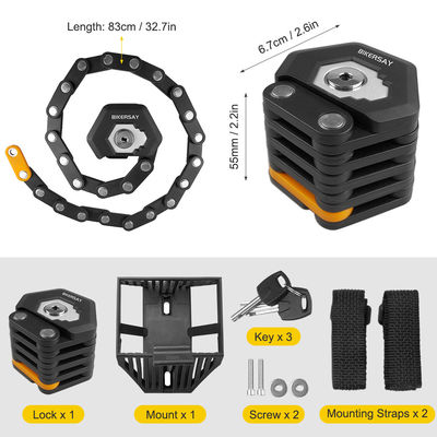 মাউন্টেন বাইক রোড বাইক ভাঁজযোগ্য লক অ্যান্টি-চুরি 85cm 3 টি কী সহ জিংক অ্যালোয় অ্যালোয় স্টিল