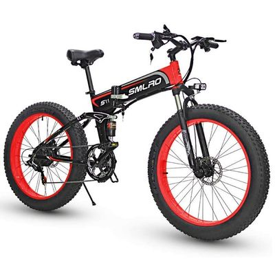 ইলেকট্রিক বাইক ফ্যাট টায়ার ভাঁজ 13AH SMLRO S11 26x4.0 ইঞ্চি 48V 1000W মোটর 7 গতি