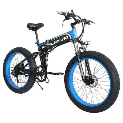 ইলেকট্রিক বাইক ফ্যাট টায়ার ভাঁজ 13AH SMLRO S11 26x4.0 ইঞ্চি 48V 1000W মোটর 7 গতি