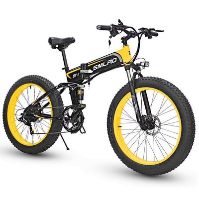 ইলেকট্রিক বাইক ফ্যাট টায়ার ভাঁজ 13AH SMLRO S11 26x4.0 ইঞ্চি 48V 1000W মোটর 7 গতি