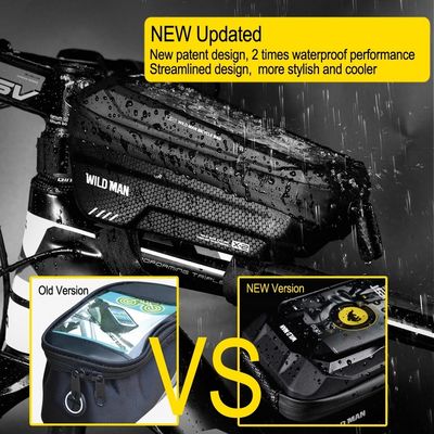 সামনের টিউব ফ্রেম বাইক সাইকেল হ্যান্ডলারের ব্যাগ 1L ক্যাপাসিটি ওয়াটারপ্রুফ ফোন মাউন্ট সহ